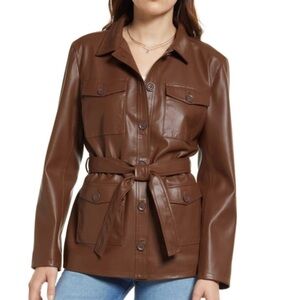 Treasure & Bond belted faux leather jacket